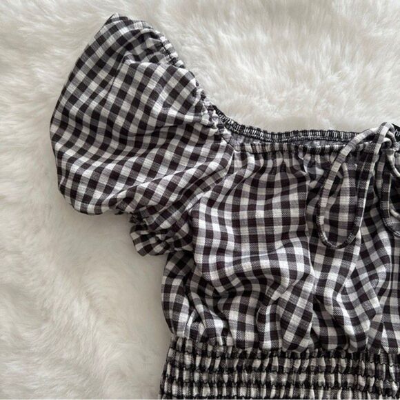 Bershka Gingham Cropped Top Black - Picture 13 of 15